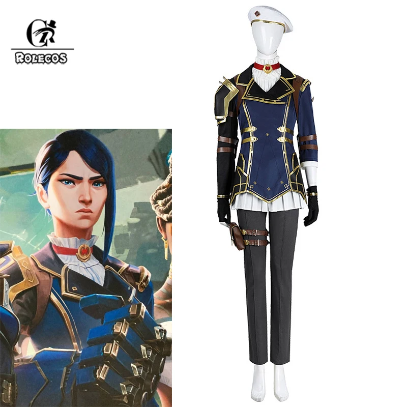 ROLECOS Game LOL Arcane Season 2 Caitlyn Cosplay Costume Arcane Caitlyn Cosplay Costume Halloween Women Uniform Fullset Outfit