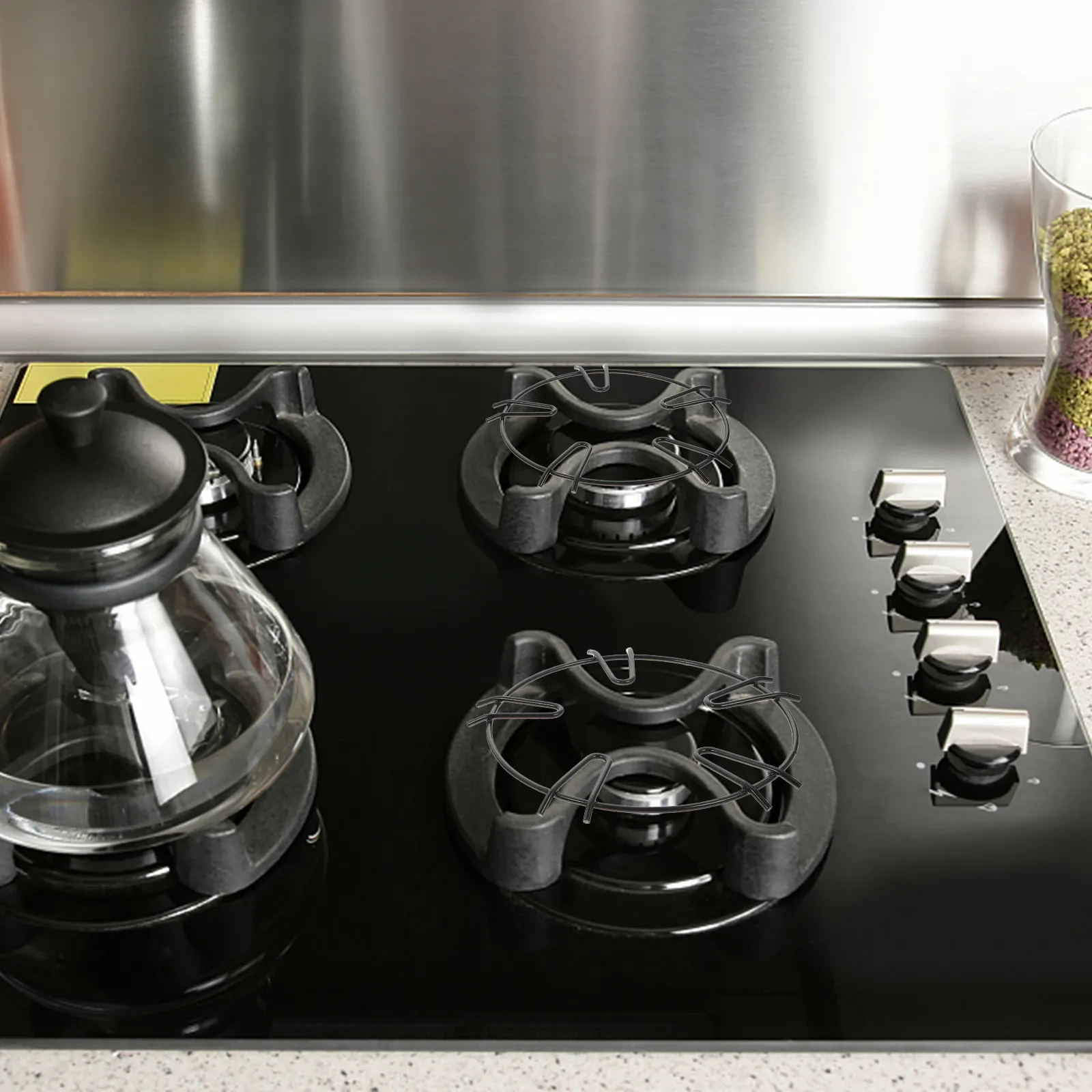 2Pcs Gas Stove Racks Black Creative Pot Support Rings for Gas Stove Pan Holder Stand Kitchen Cookware Accessories