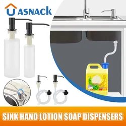 Lavello da cucina Dispenser di sapone liquido Pompe Testa in acciaio inossidabile Lavello Dispenser di sapone per lozioni per le mani con tubo Tubo flessibile Accessori per bottiglie