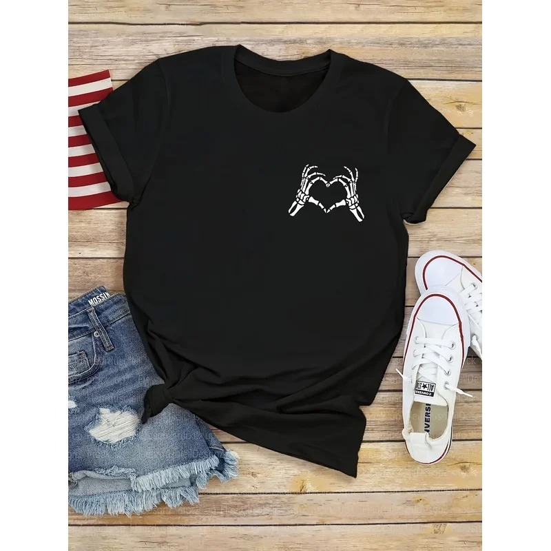 Women's Gothic Casual Short Sleeve T-Shirt - Semi-Sheer Round Neck Blouse with Stretchy  Blend Fabric, Machine Washable Top
