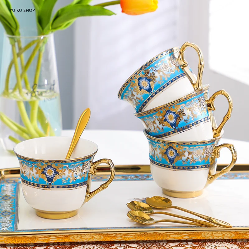 Ensemble de 19 tasses à café en porcelaine, en os européen, tasse de thé de l'après-midi anglais, tasse d'eau en céramique nordique, ensemble de cuillères porte-or