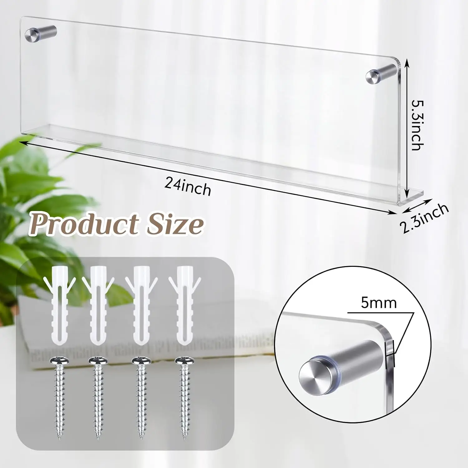 Acrylic Wall Mounted Literature Display Rack 24 Inch Pack Of 10 Clear