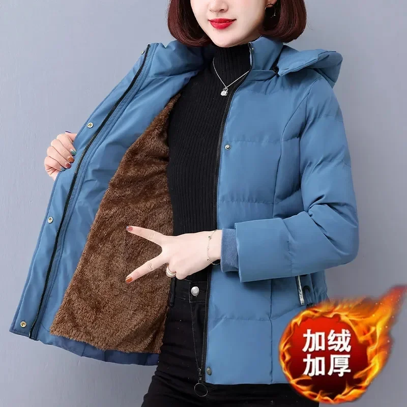 

Pop Plus Velvet Padded Cotton-Padded Jacket Women's Autumn And Winter 2023 New Overcoat Korean Fashion Casual Warm Women's Coat