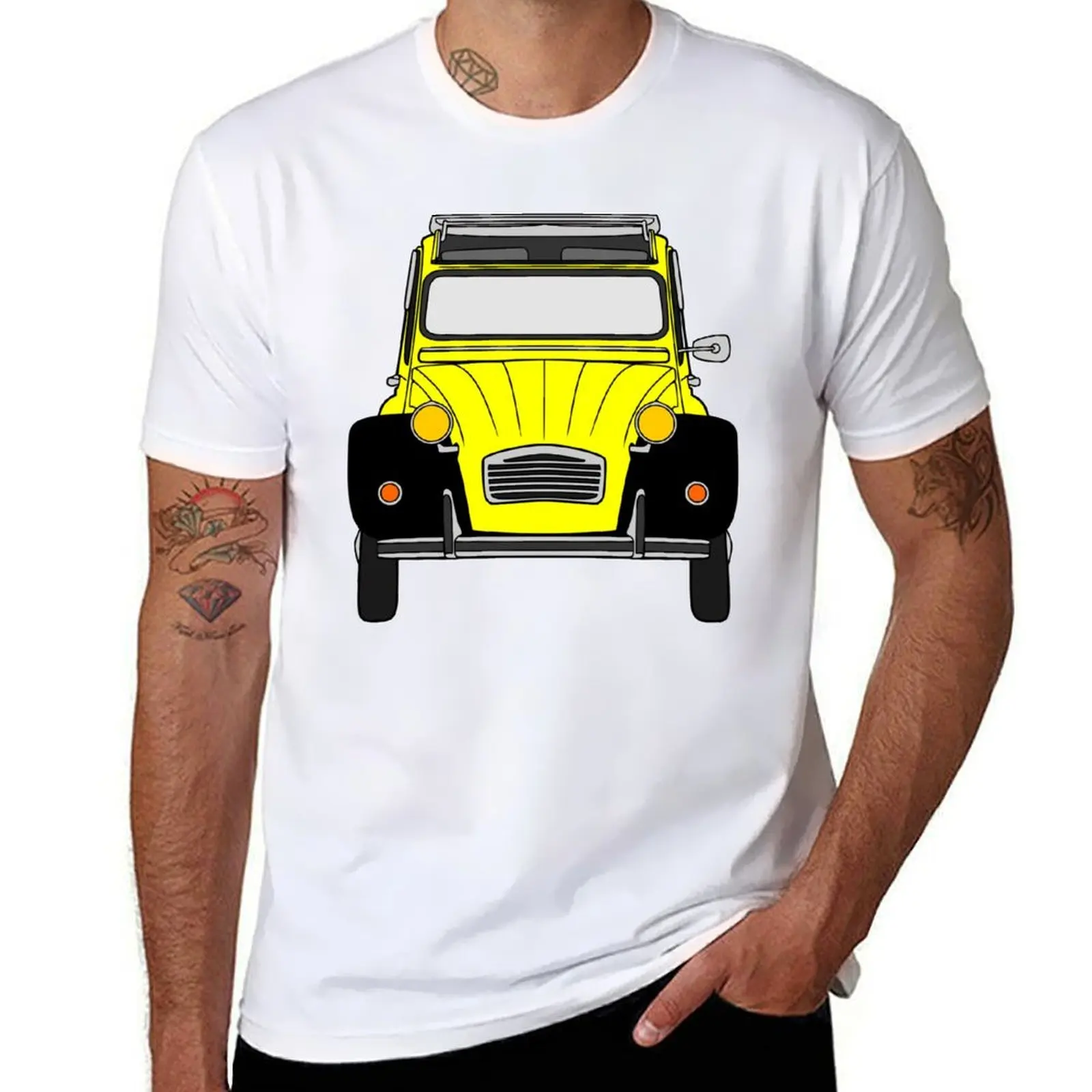 

Citroen 2CV yellow black color T-Shirt man t shirt cotton t shirts for man graphic tees T-Shirt