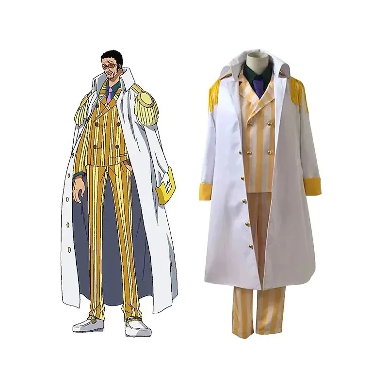 Costume de cosplay Anime Borsalino, cape et uniforme de l'amiral Kizaru, costumes de performance de général de la marine pour Halloween