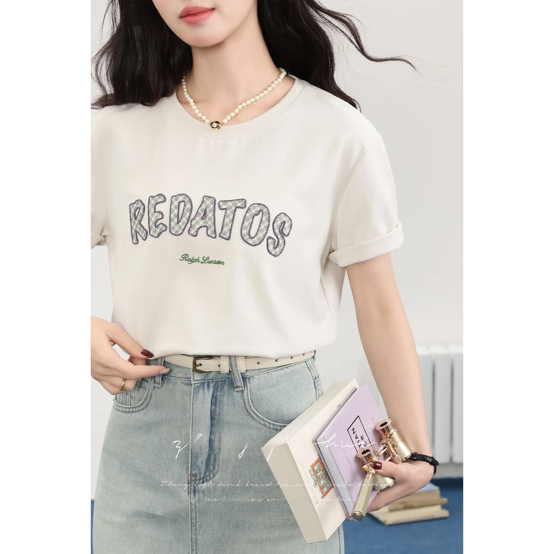 

Новый летний повседневный топ свободного кроя с принтом в стиле ретро для женщин, модель Sle Zhang Qingui