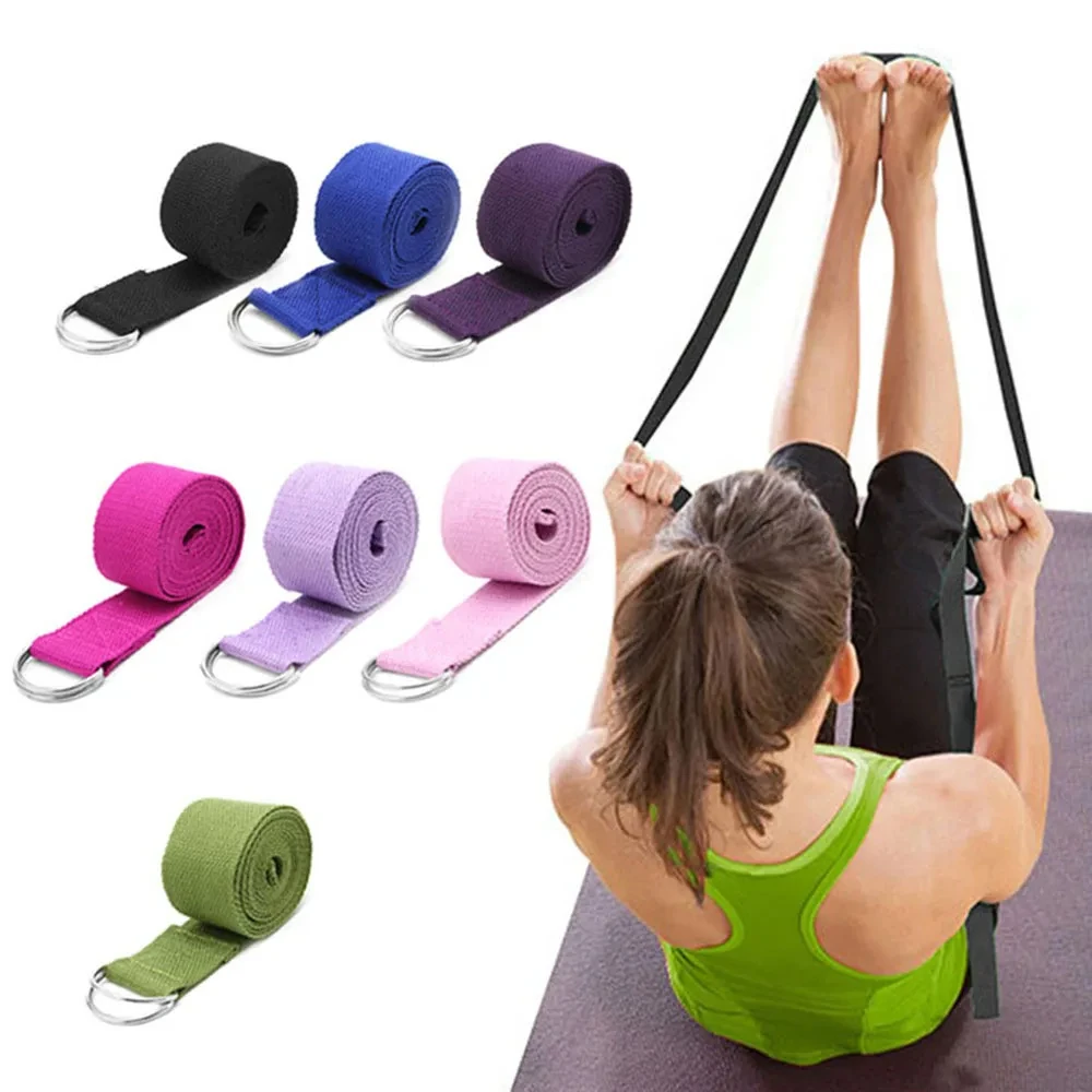 1Pc Yoga Strap For Yoga Pilates Ballet Dance With Adjustable D-Ring Buckle Cotton Yoga Belt For Fitness Daily Stretching