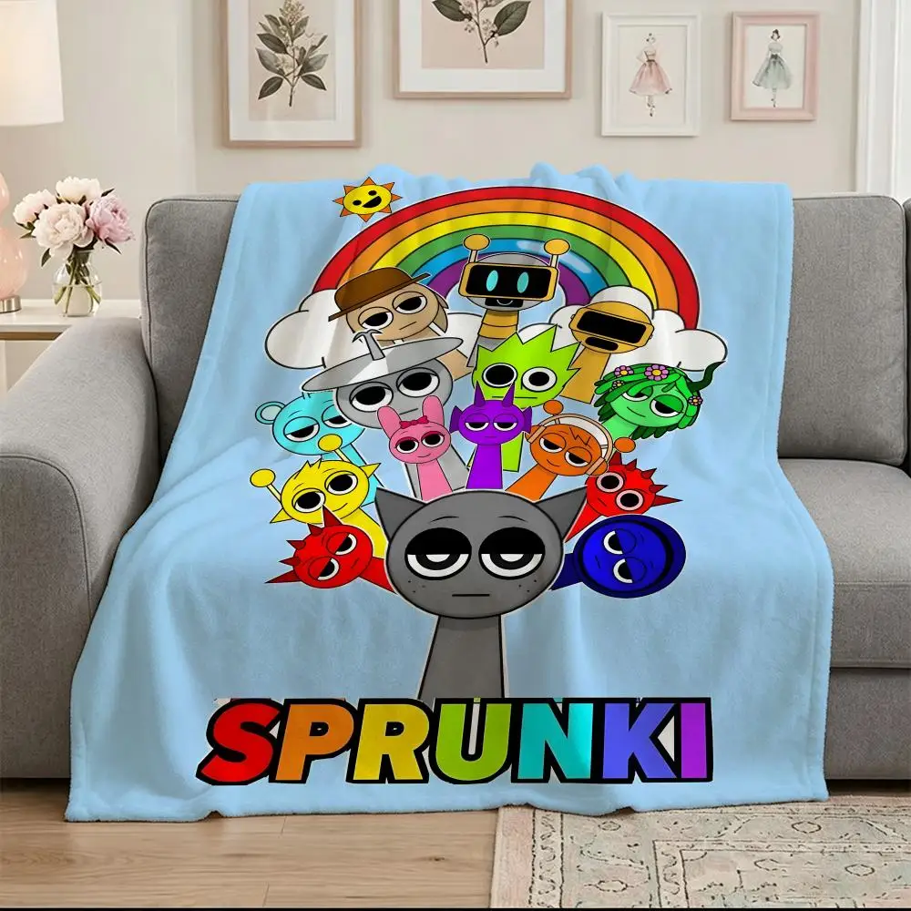 Game sprunki I-Incredibox Throw Soft Warm Flannel Blanket, Multi-use Throw for Bed Sofa Office, Air Conditioning Nap Blanket