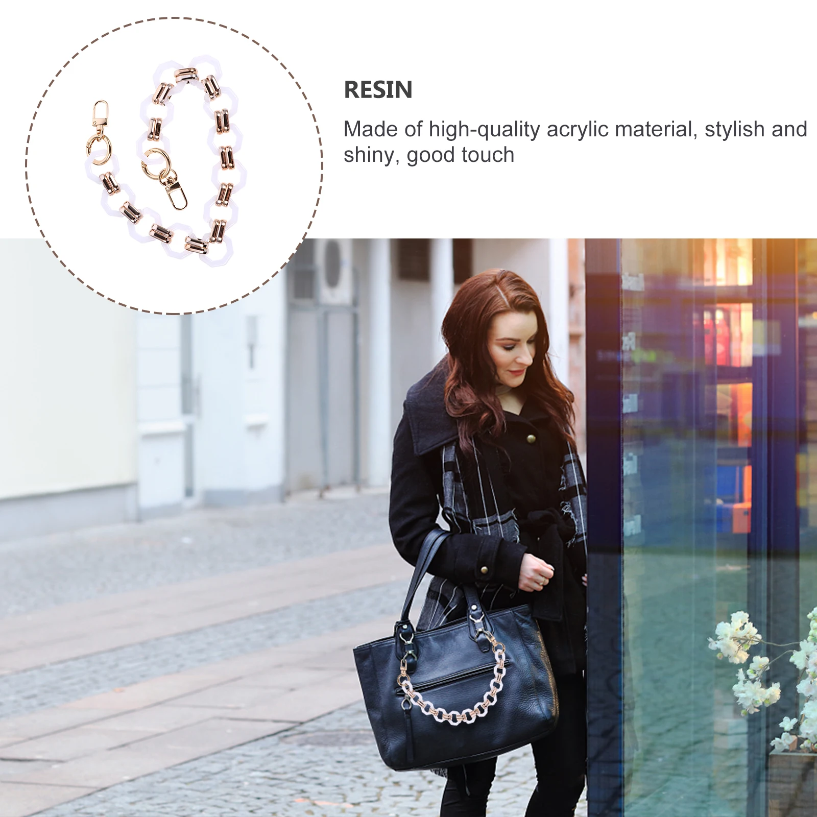 

DIY Bag Chain Strap Resin Tote Travel Acrylic H Retro Chain Strong Durable Environmental Protection Material Long Life