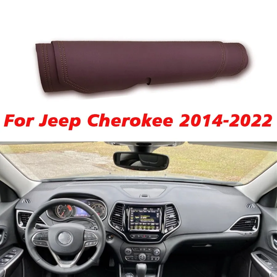 

Brown Leather Dashboard Cover Dash Protector Pad Mat For Jeep Cherokee 2014-2022