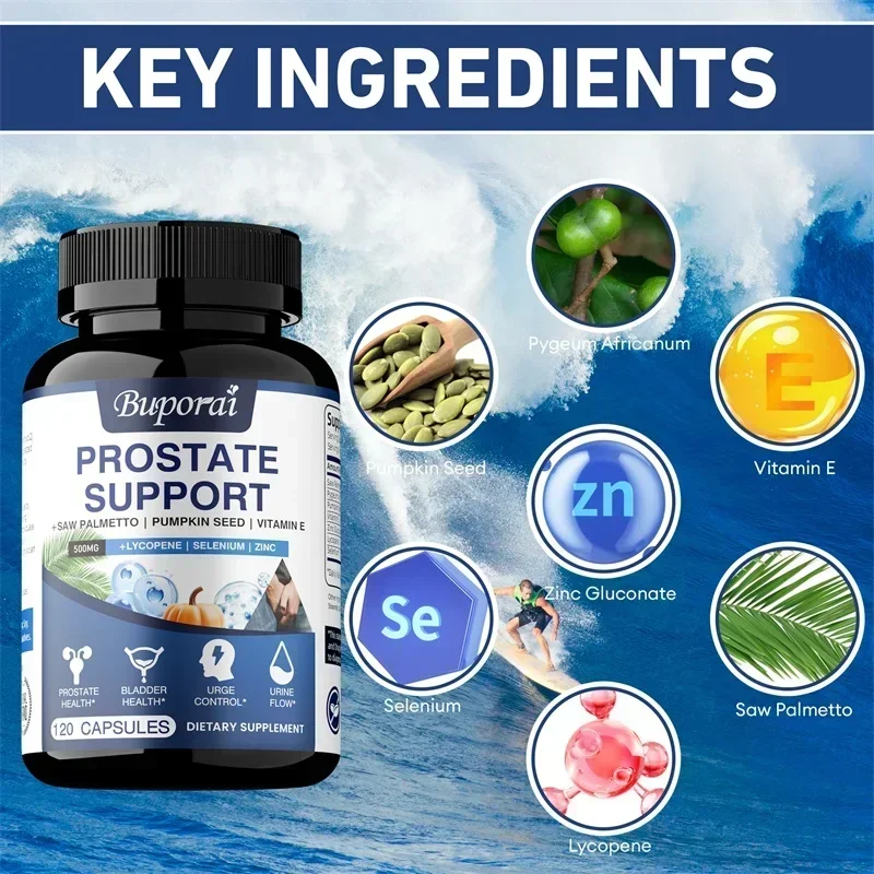 

Prostate Support - Antioxidant, Promotes Prostate and Urinary System Health, Reduces Urination Frequency, Prevents Hair LossSupp