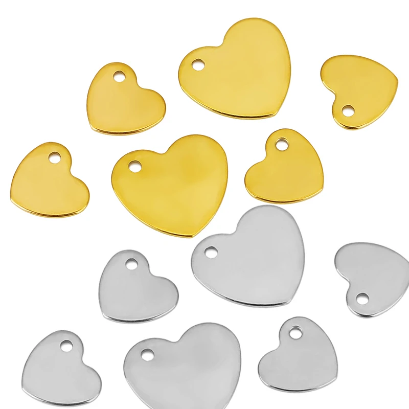 

20pcs PVD Never Fade Stainless Steel Heart Charms Beads 9 13 mm Bracelet Earrings Charms Necklace End Beads for Jewelry Making