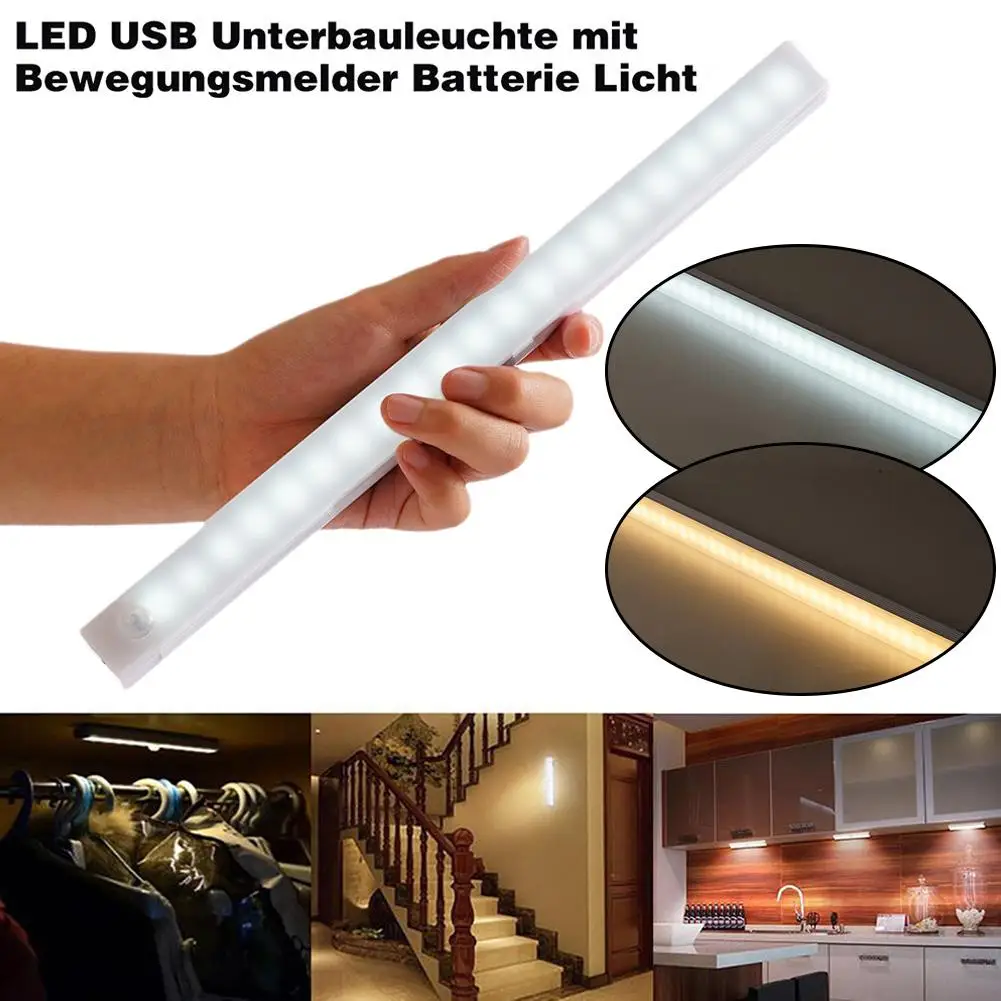 30/50cm LED Infrared Sensor Bedroom Night Light Closets Light USB Rechargeable Night Lamp Room Motion Light