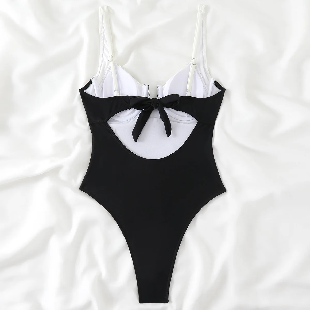 New soft-packed steel brace strap V-shaped notch summer beach one-piece swimsuit cross-border manufacturer wholesale