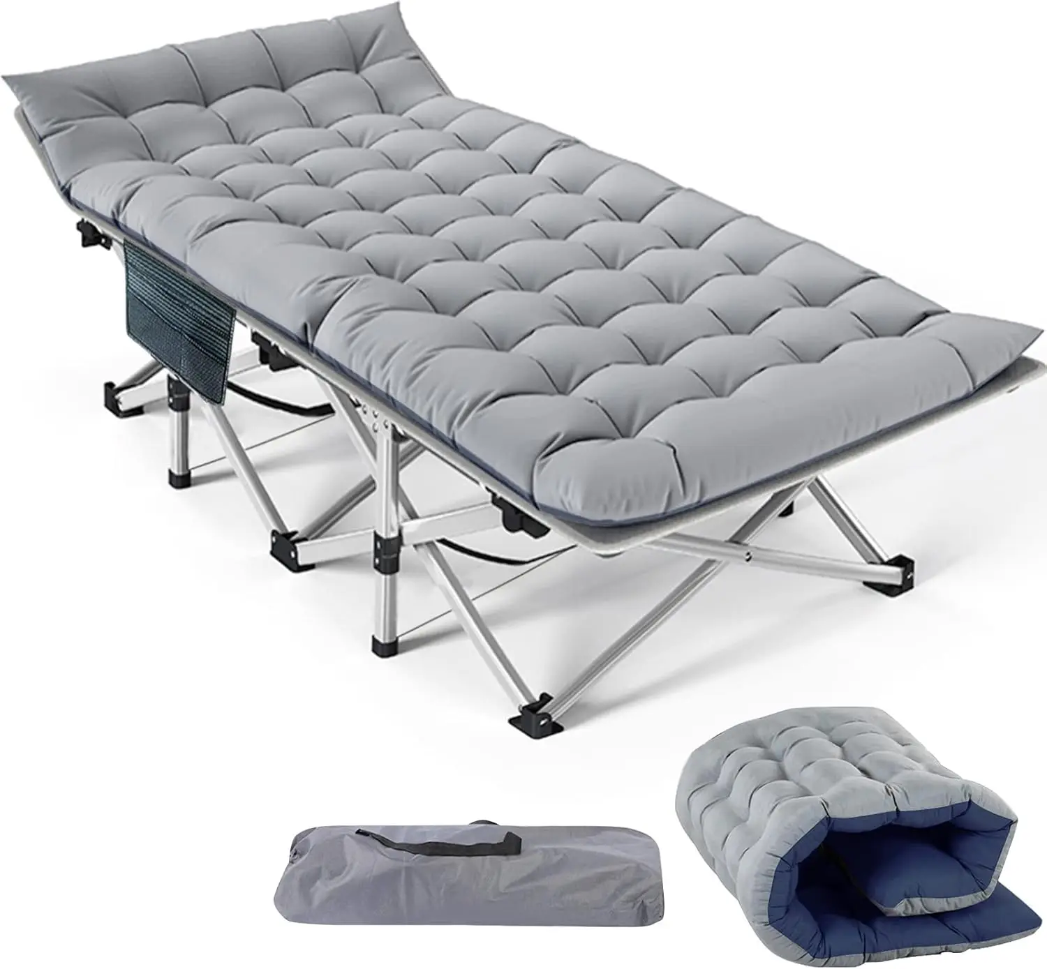 Cama Plegable de Camping para Adultos con Colchón, Camas Portátiles Acolchadas, Cama de Campamento con Bolsa de Transporte para Viajes al Aire Libre, Personalizada
