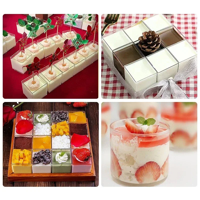 Mini Container Reusable Yogurt Mousses Supplies Plastic Wedding Party 10pcs Cups Square Dessert