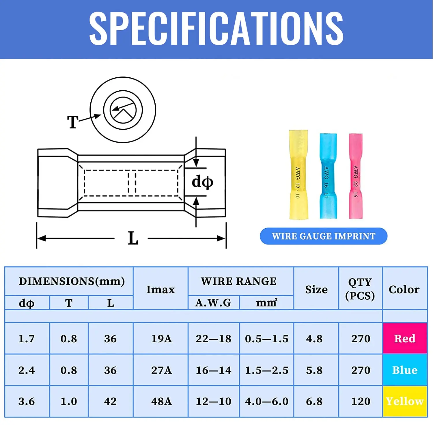 660 PCS Heat Shrink Butt Connectors Crimp Electrical Wire Connector Waterproof Insulated Butt Splice Terminal for Marine Boat