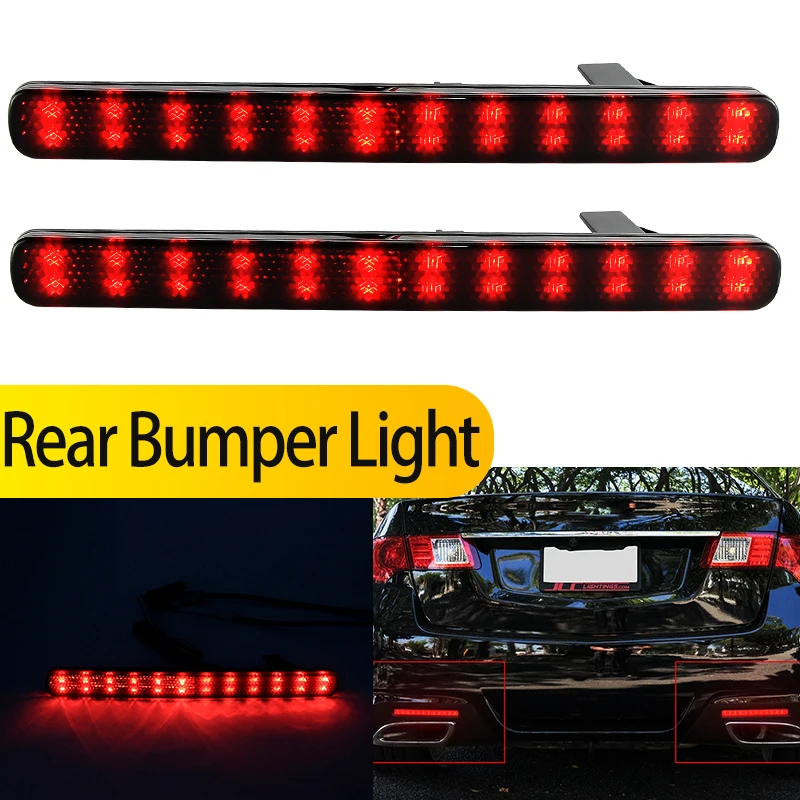 

2PCS Smoked/Red Lens Red Bulbs For Acura TSX 2009-2014 European Accord 4-door 2008-2015 Rear Bumper Stop Brake Lights Fog Lamps