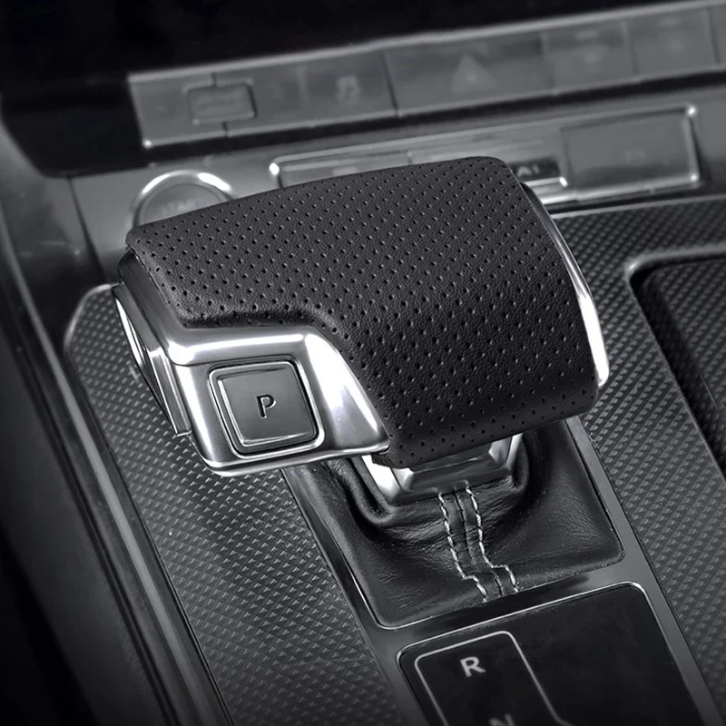 

Punched Fiber Leather Shift Knob Cover for Audi A4 A5 A6 A7 Q5 Q7 2019 2020 2021 2022 2023 2024 2025