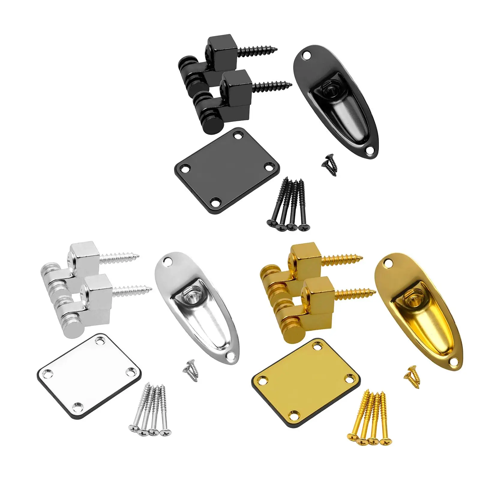 Electric Guitar Neck Plate Reinforcement with Mounting Screws Metal Rectangle Reinforce Board Strengthen Thick Guitar Parts