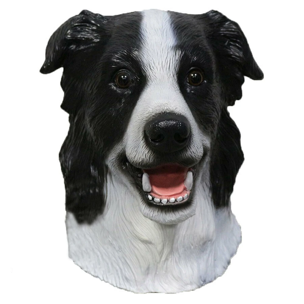 Lateksowa na całą głowę maska psa zwierzęca wysokiej jakości fantazyjna sukienka Border Collie maska karnawałowa psa