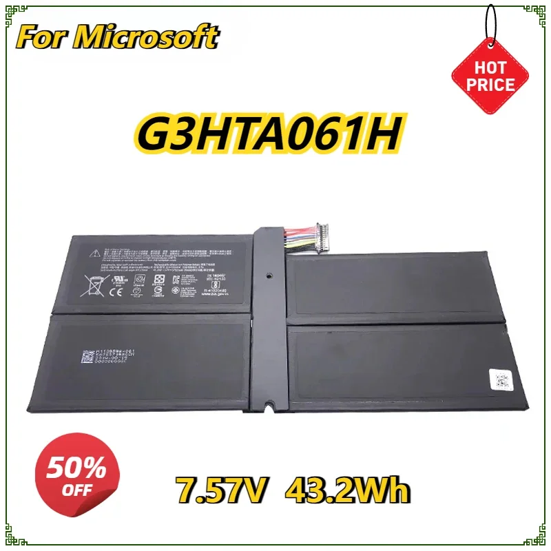 

New G3HTA061H Tablet Laptop Battery for Microsoft Surface Pro 7 1866 DYNM03 4 Cells 7.57V 43.2Wh 5702mAh