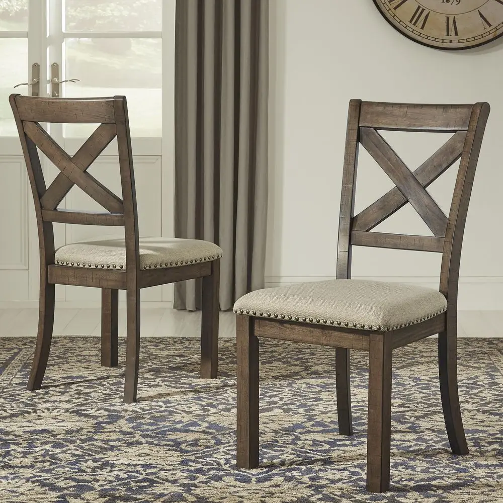 Moriville Modern Farmhouse 19 Upholstered Dining Room Chair, 2 Count, Brown