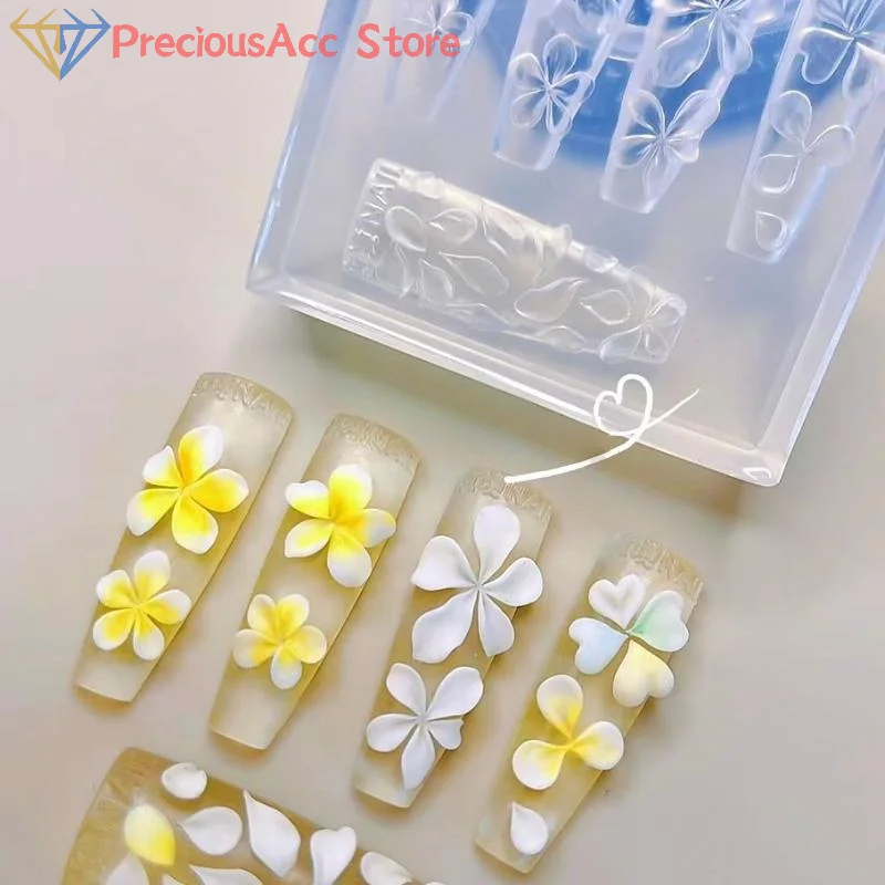 ثلاثية الأبعاد زهرة السيليكون قالب مسمار الفن نحت قالب الاكريليك زهرة الكركديه خمسة زهر البتلة لتقوم بها بنفسك مسمار الفن الديكور شفافة