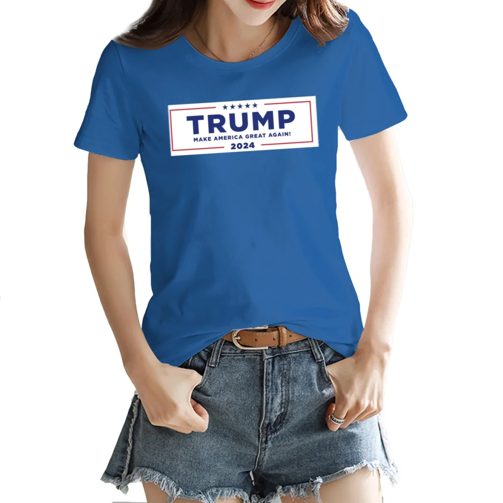 

Trump Women's Creative Luxury, High-Quality Summer Printed T-Shirt, Loose Casual Cotton, Round Neck Short Sleeve