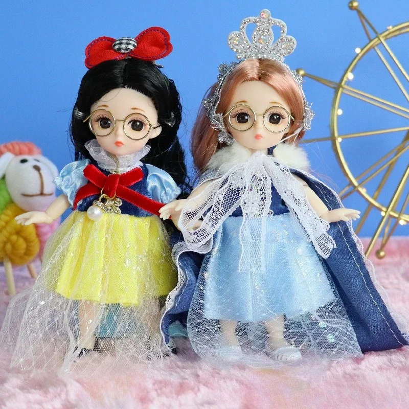 16cm DIY Dress Up Doll Toys 1/12 BJD Doll Movable 13 Joints Cute Sweet Face  for Kids Gift with Clothes Shoes Girl Princess Doll