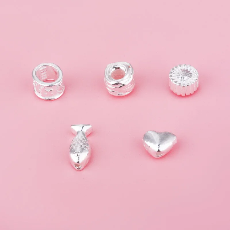 

Handmade DIY Silver 999 Sp Beads Irregular 3D Heart aped Small Fi Loose Beads Se Fortune Separator Accories