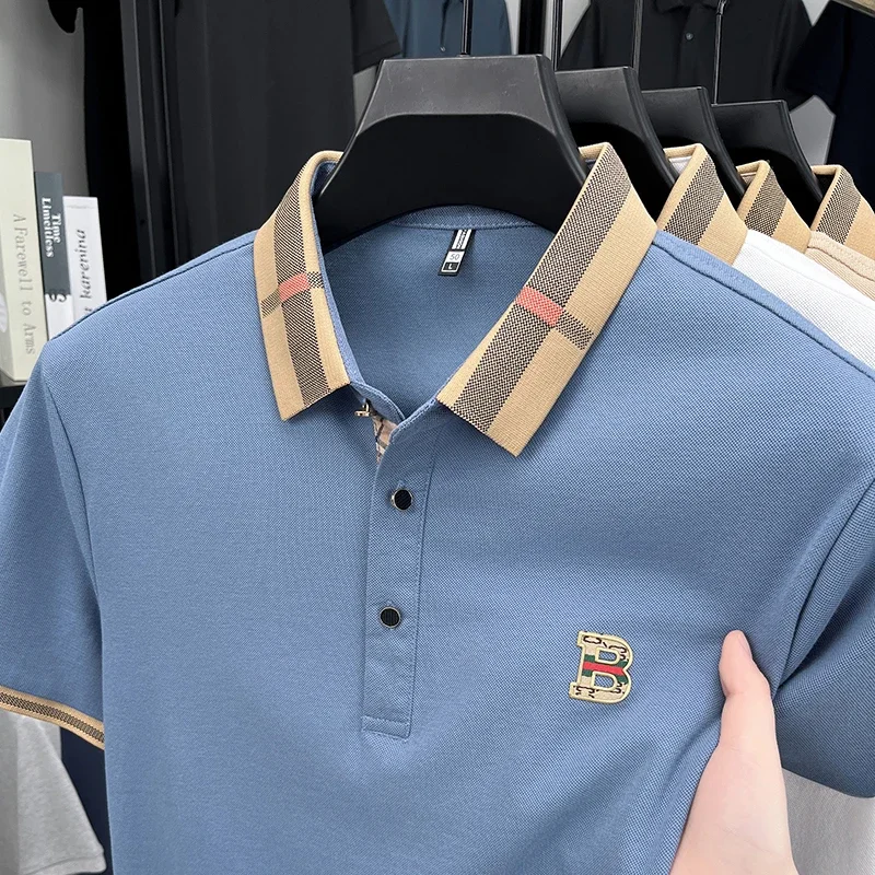 Luxury Brand Logo Short Sleeved Polo Shirt for Men's Summer New High-end Cotton Breathable Paul T-shirt Fashionable - Image 2