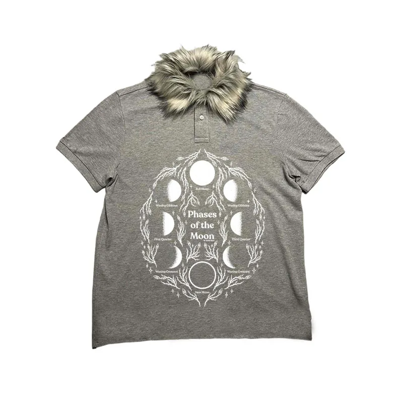 Moda de inverno Ins na nova tendência de High Street, pulôver de gola de pele retrô Harajuku, camiseta para mulheres, roupas góticas Y2k