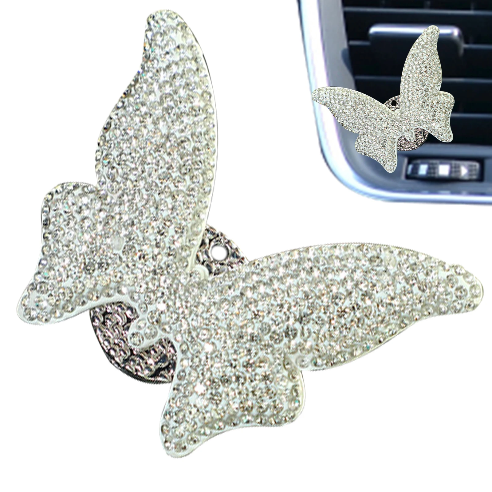 Bling Butterfly Air Vent Clips Fine Butterfly Rhinestone Car Ornament Attractive Car Interior Decoration Charm Car Decor Bling