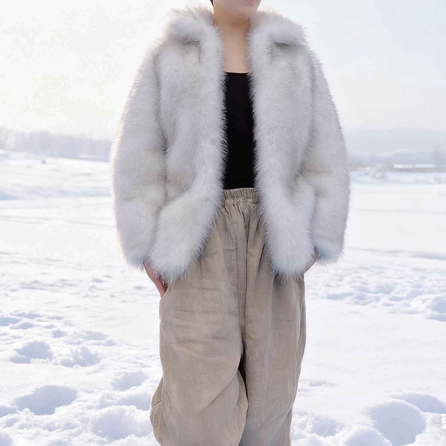 

Women Faux Fox Fur Coats Solid Overcoat Turn Down Collar Long Sleeve Open Stitch Elegant Thick Loose Casual Autumn Winter 2025