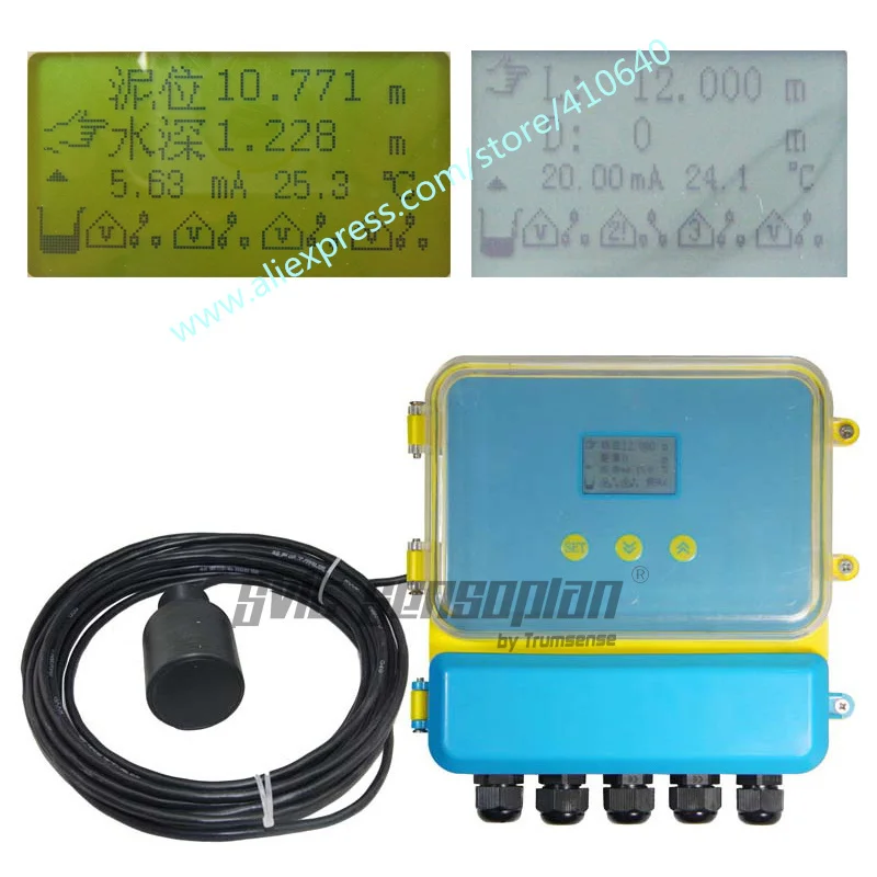 Trumsense 4 To 20mA 5 to 20m Ultrasound Mud Level Meter Sludge Interface Meter Measure Water Depth And Sludge Thickness Together