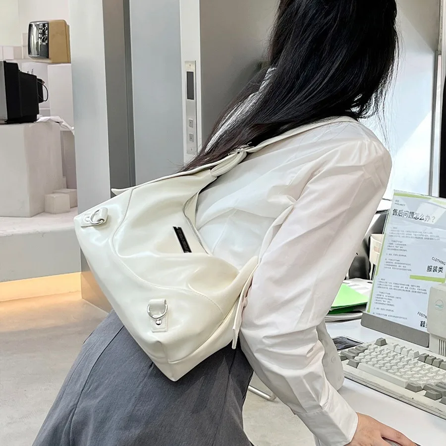 Women\'s Shoulder Bags 2024 Fashion Female Commuter Soft PU Leather Handbag Casual White Large Capacity Crossbody Bags for Ladies