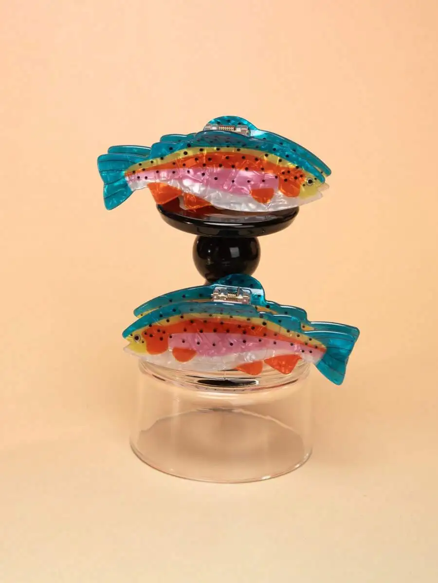 

Large Salmon-Shaped Hair Clip For Women, Novelty Acrylic Barrette For Updos And Long Hair