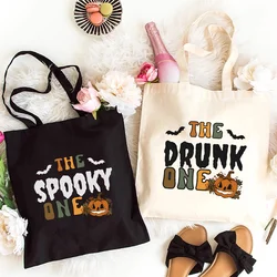 Borsa per la spesa da donna abbinata a borsa per donna riutilizzabile di Halloween divertente borsa per Shopper a tracolla da donna con grafica di zucca Boo