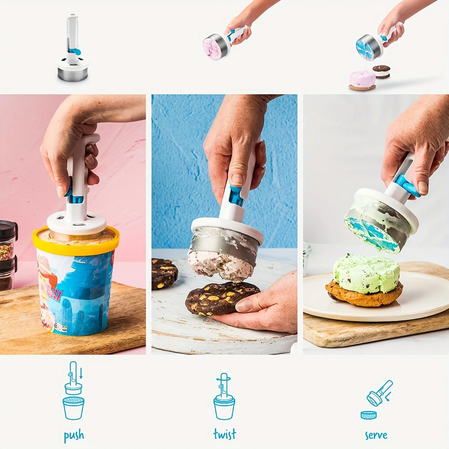 

Ergonomic Ice Cream Scoop - Easy-Scoop Plastic Design, Perfect For Delicious Sandwiches & Party Treats, Essential Kitchen Gadget