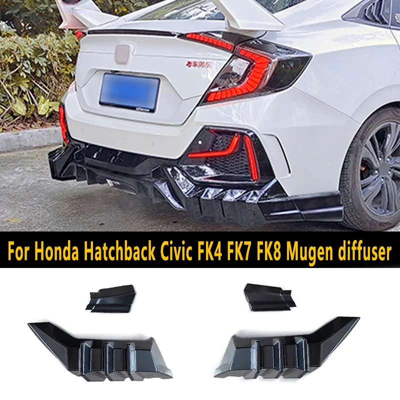 Suitable for Honda Civic 2016 17 18 19 20 Diffuser FK4 FK7 JDM Modification Mugen Body Kit Rear Wrap Angle Rear Type R Spoiler