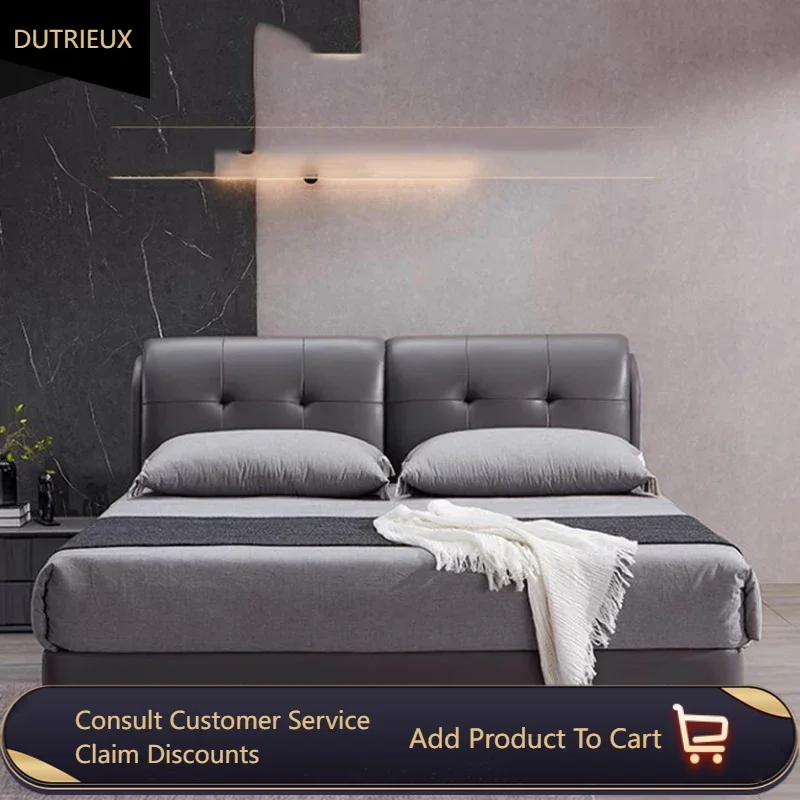 

Modern Minimalist Double Bed Grey Master Luxury Italian Double Bed Headboard Beauty Camas Moderrnas Inteligentes Furniture