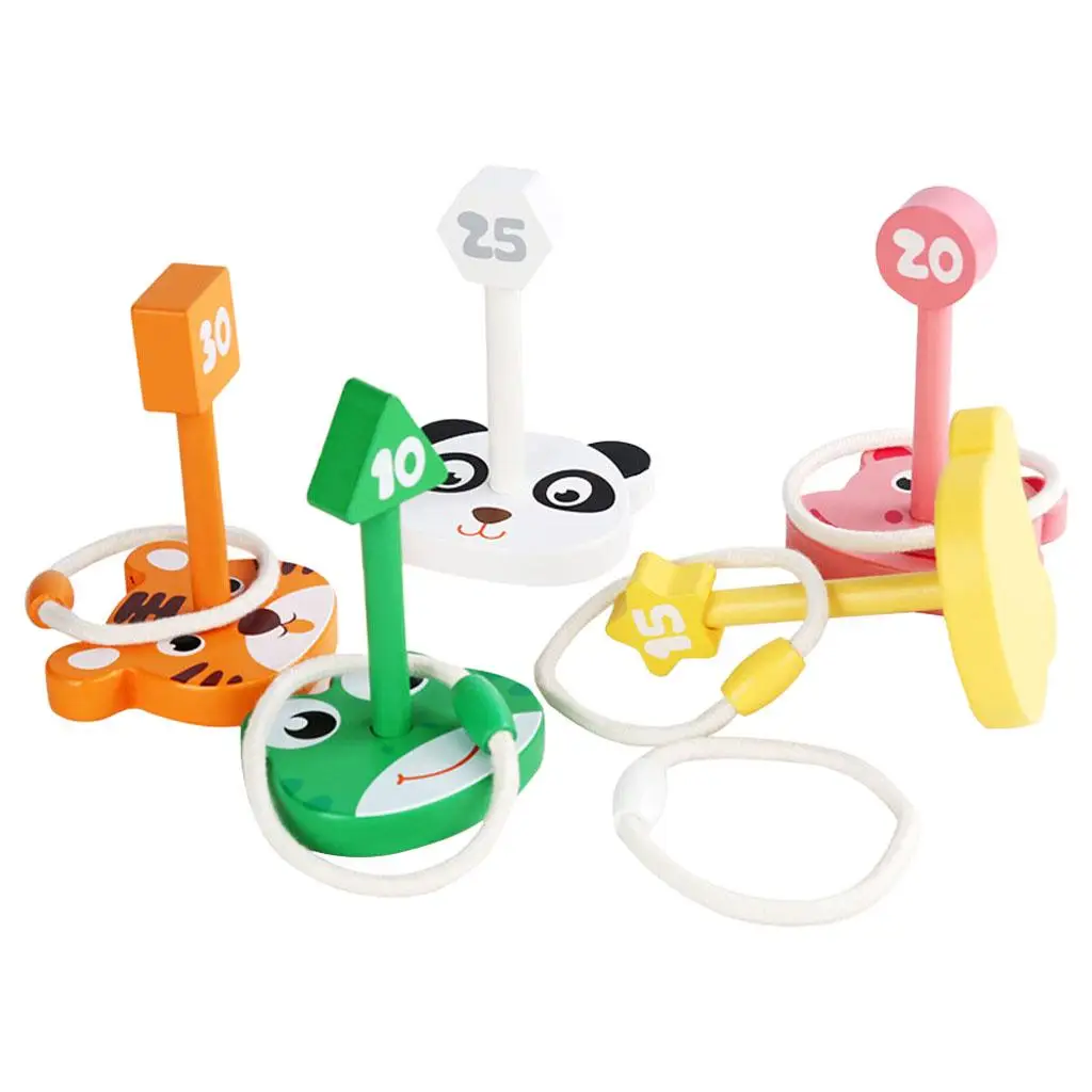 5 Pieces Educational Toys Wooden Game Animal Shape Target Playset Develop Motor Skills Imagination Suitable for Preschoolers