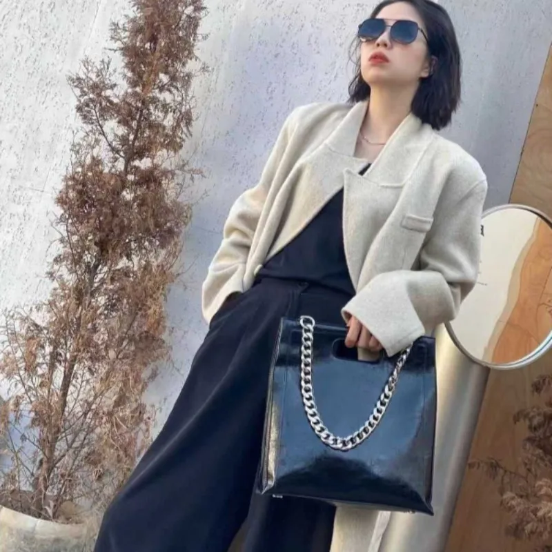 

Европейская минималистичная сумка-тоут из искусственной кожи в нейтральном стиле, повседневная и универсальная сумка через плечо для мам и девушек