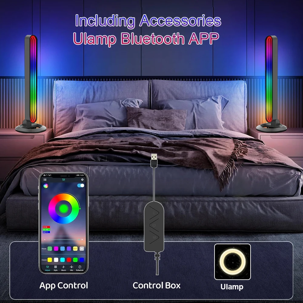 Smart RGB LED Light Bar with Music Sync App Control Lightbar for Gaming Room Bedroom Decor Mirror Light for Alexa Google Home - view 3