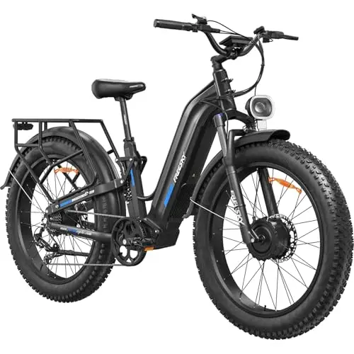 FREESKY 4000W 210Nm AI Dual Motor Electric Bike For Adults Ranger Air 105mile Long Range Ebikes,34MPH,Full suspension,26’fat tire,Step-thru,Mountain,hunting