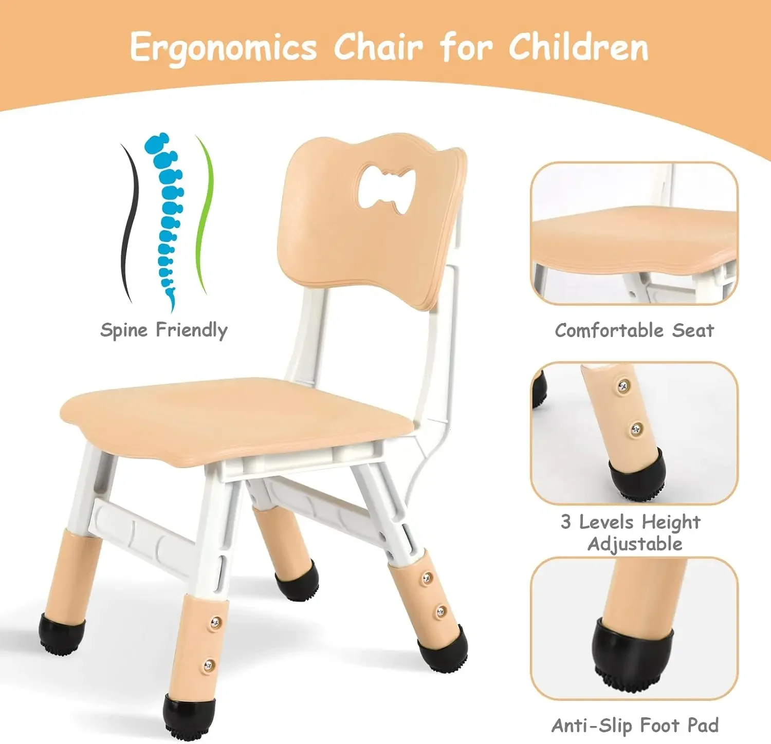 Chair Set, Height Adjustable Toddler Table and Chair Set, Non-Slip Legs, Graffiti Desktop, Large Children Activity Table, Readin