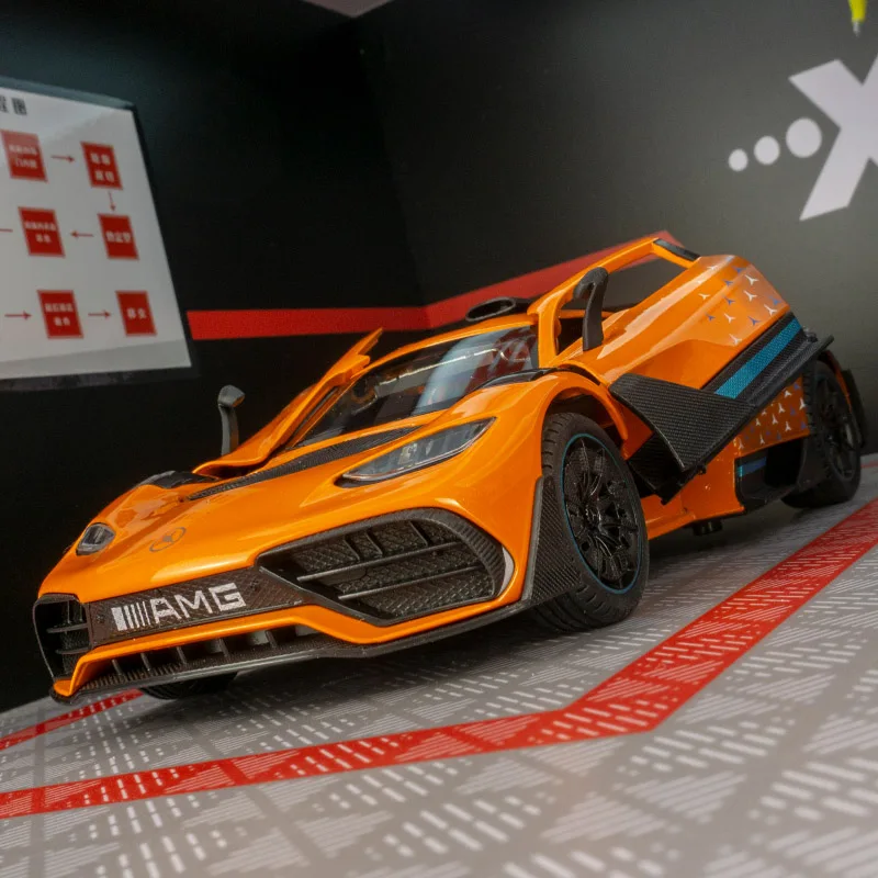 Simulación 1:24, modelo de supercoche de aleación Mercedes Benz ONE AMG, puertas y capó de motor, el maletero se puede abrir con sonido y luz