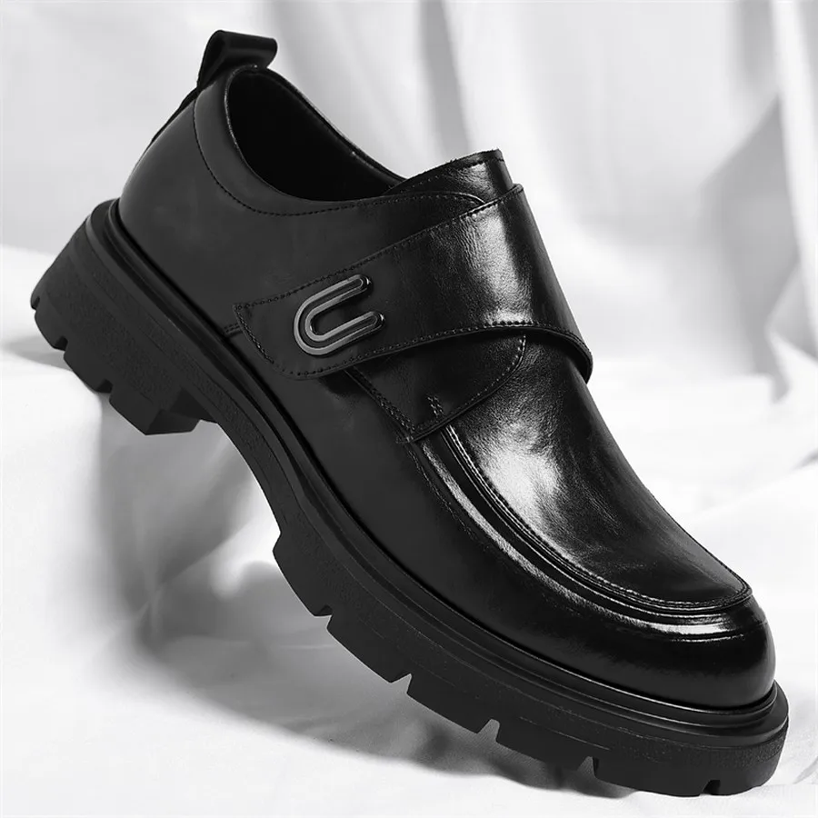 Men's Monk Strap Loafers, Square Toe Slip-On Low-Top Shoes, Thick Sole for Daily Casual Wear and Weddings