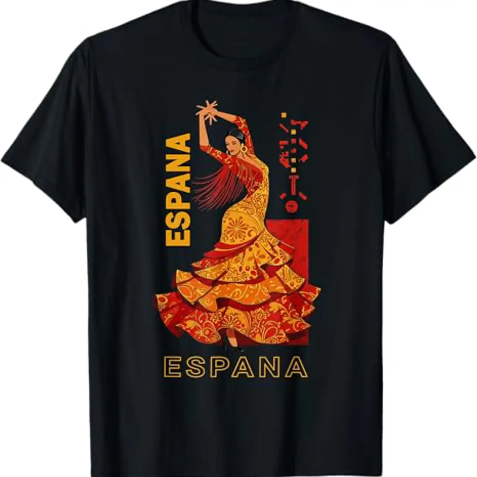 Flamenco dance of Spain Dancer Art Men and Women T Shirt vintage Washed Casual fashion Breathable Stylish Versatile Comfortable